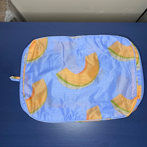 BAGGU Packing Cube Japanese Produce Cantaloupe Blue Print NWOT - Picture 2 of 6